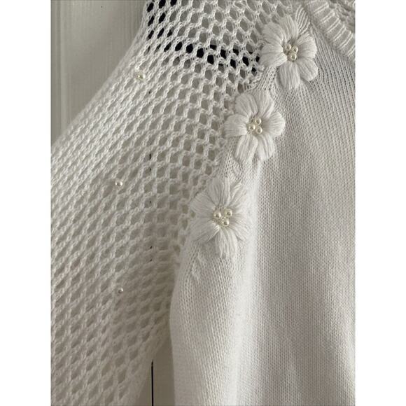 NEW Lilly Pulitzer Womens Medium Resort White Faira Sweater Pearl Knit Sleeve - Picture 6 of 9